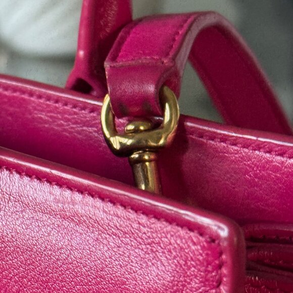 SAINT LAURENT LEATHER Sac de Jour Nano Pink W/Strap - Picture 8 of 12